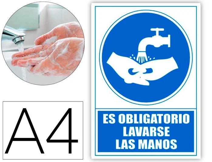ARCHIVO 2000 Señal Obligatorio Lavarse las Manos Azul