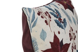 DKD Home Decor Funda Cojin Navidad Tradicional Granate Multicolor Chenilla Velvet 45 x 45 cm (4 Unidades)