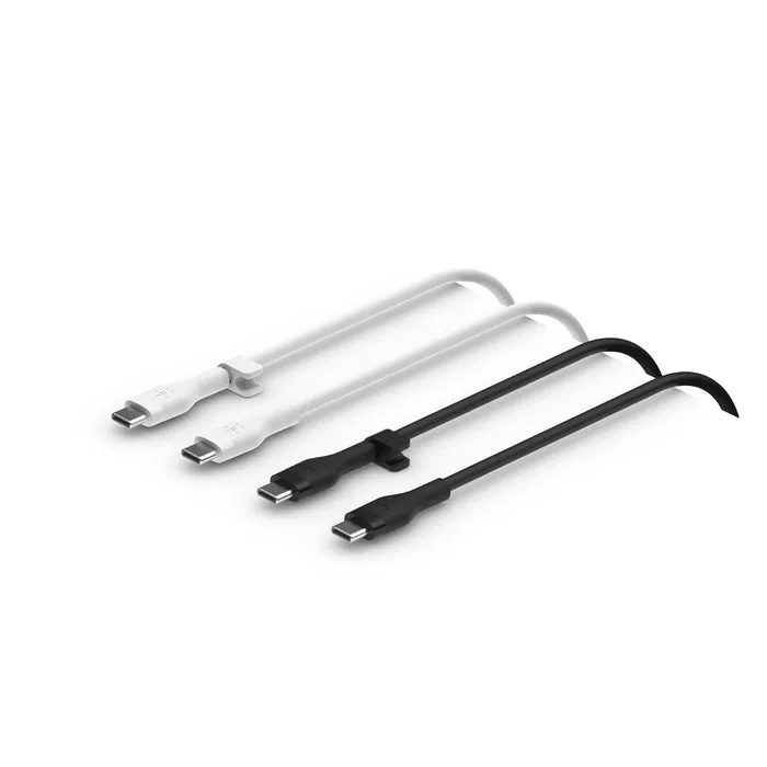 Belkin CAB009BT1MBW2PK Cable USB-C a USB-C 1m, Flexible de Silicona, Carga Rápida, Suministro de Potencia, 2 Unidades en Negro y Blanco Belkin CAB009BT1MBW2PK Cable USB-C a USB-C 1m, Flexible de Silicona, Carga Rápida, Suministro de Potencia, 2 Unidades en Negro y Blanco