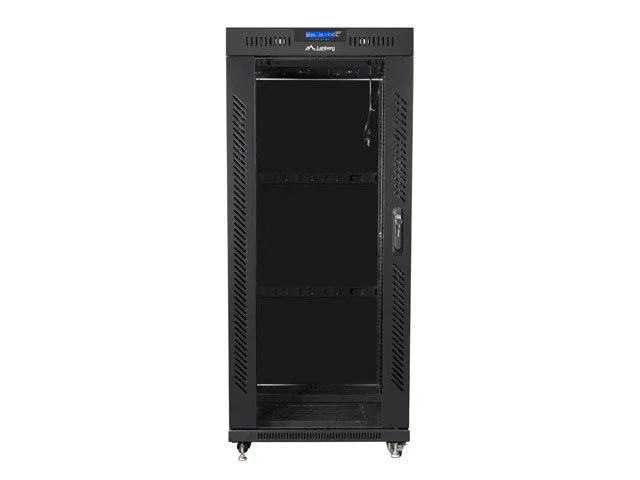 Lanberg FF01-8822-12BL Armario Rack Autónomo 22U de 19", Cerrado, Negro, 800 kg de Capacidad, con Puerta de Cristal y Ventiladores (Flat Pack)