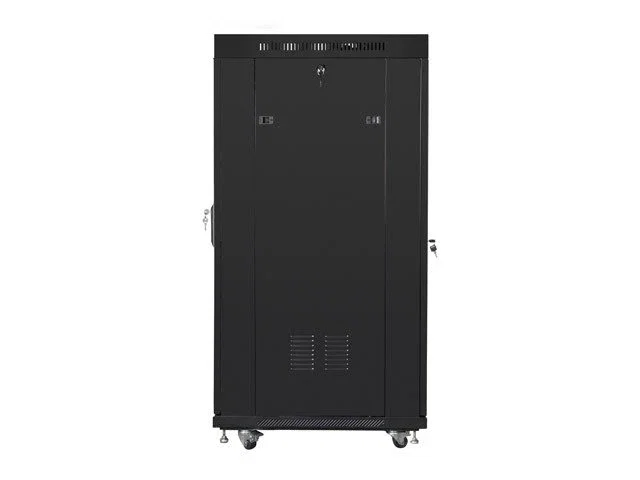 Lanberg FF01-8822-12BL Armario Rack Autónomo 22U de 19", Cerrado, Negro, 800 kg de Capacidad, con Puerta de Cristal y Ventiladores (Flat Pack)