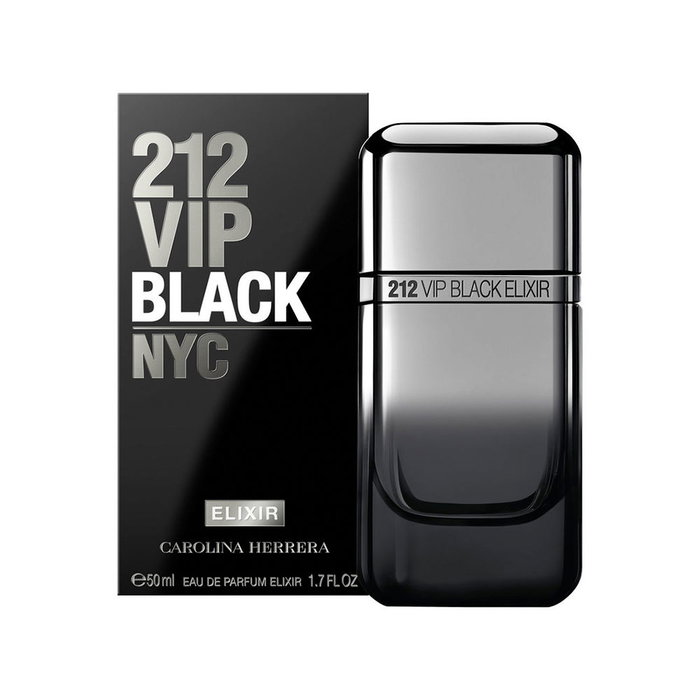 Carolina Herrera 212 VIP Black Elixir Eau de Parfum Vaporizador 50 ml para Hombre - Fragancia Intensa Ambarina y Gourmand con Lavanda Negra y Vainilla