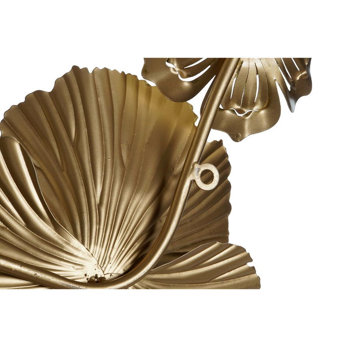 DKD Home Decor Decoración de Pared Metal Flores Dorado y Blanco