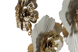 DKD Home Decor Decoración Pared Flores Metal Dorado Blanco 93 x 54 x 8.3 cm