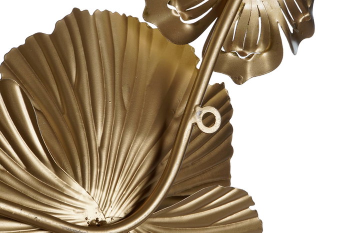 DKD Home Decor Decoración de Pared Metal Flores Dorado y Blanco