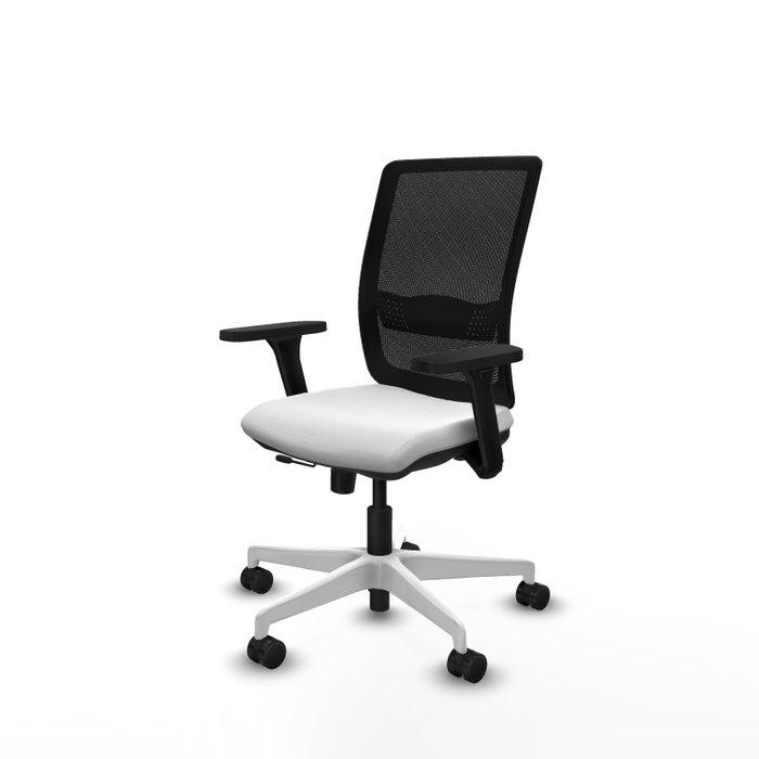 PIQUERAS Y CRESPO Silla de oficina Haches con mecanismo Sincro/Traslack, Blanco y Negro