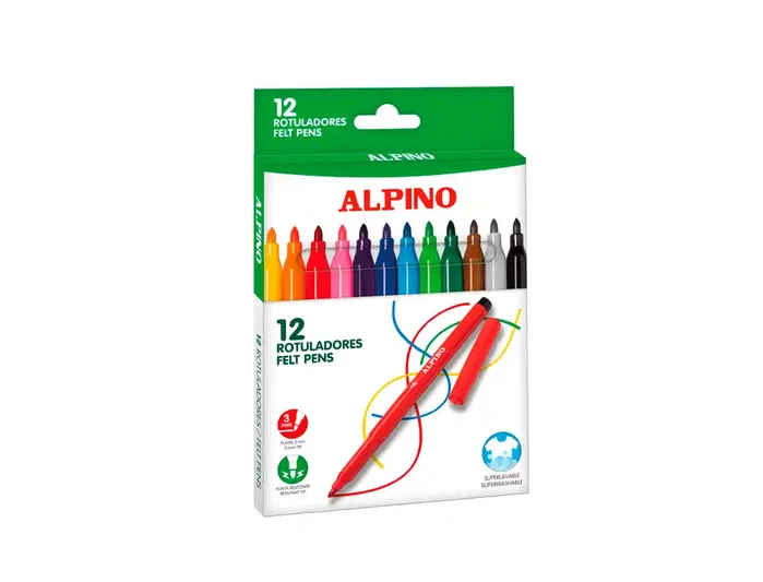 Alpino Rotulador Estándar Lote 18 Cajas: 12 de 12 Colores + 6 de 24 Colores Surtidos (3 Gratis)