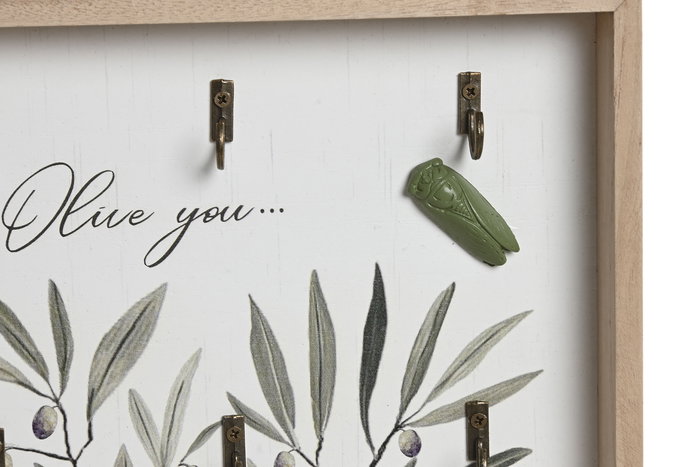 DKD Home Decor Guardallaves Olivo 25 Shabby Mediterraneo Blanco Verde Mdf 3 x 30 x 24 cm (6 Unidades)
