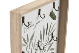 DKD Home Decor Guardallaves Olivo 25 Shabby Mediterraneo Blanco Verde Mdf 3 x 30 x 24 cm (6 Unidades)