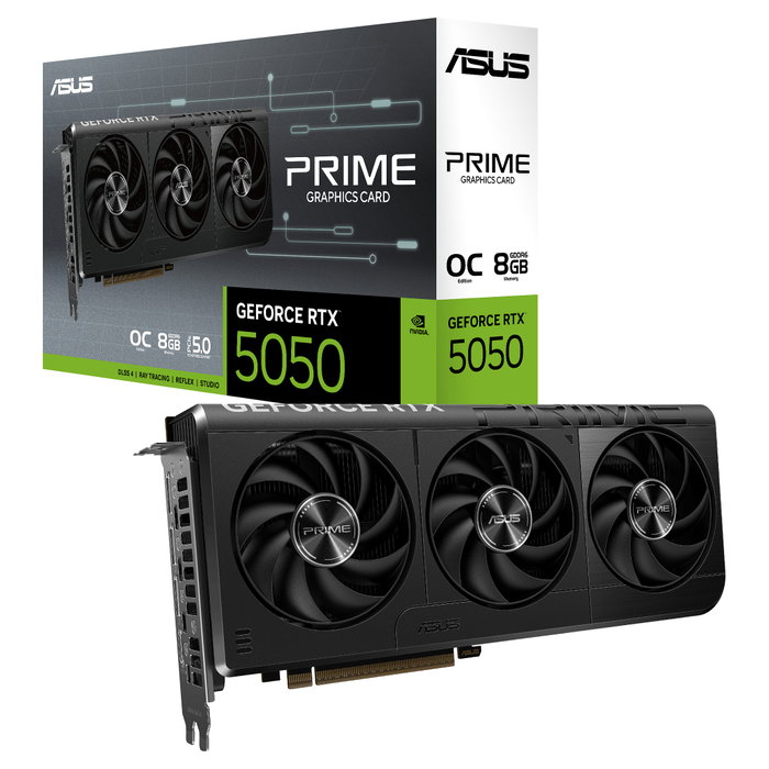 ASUS Prime OC GeForce RTX 5050 8GB GDDR6 128-bit Tarjeta Gráfica, Overclocked, Ventilador Triple, PCIe 5.0