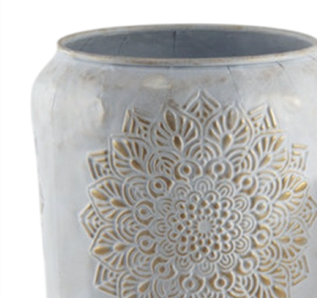 DKD Home Decor Macetero Arabe Mlaya Blanco Dorado Metal 40 x 35 x 40 cm Set de 2