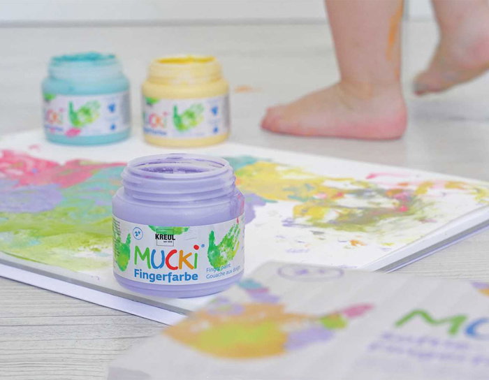 Kreul Set de 6 pinturas para dedos MUCKI Softie colores pastel de 150ml