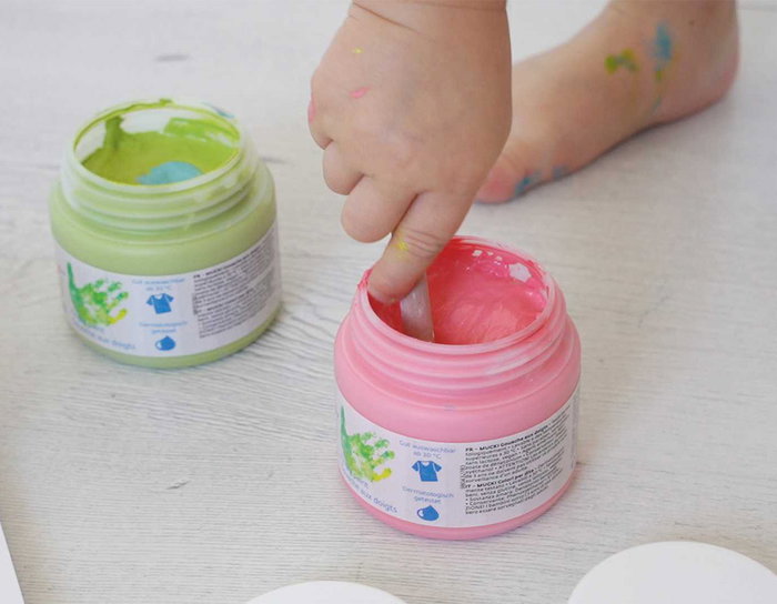Kreul Set de 6 pinturas para dedos MUCKI Softie colores pastel de 150ml