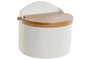 DKD Home Decor Salero de Porcelana y Bambú Blanco y Natural