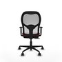 Silla de oficina Jorquera con mecanismo Sincro/Traslack tapizada con Tela color Granate y malla color Blanco. Equipada con lumbar 1D, Brazos 1D y Ruedas 65mm nailon