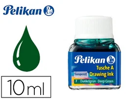 Pelikan Tinta china verde oscuro bote 10 ml para dibujar y pintar, indeleble y resistente