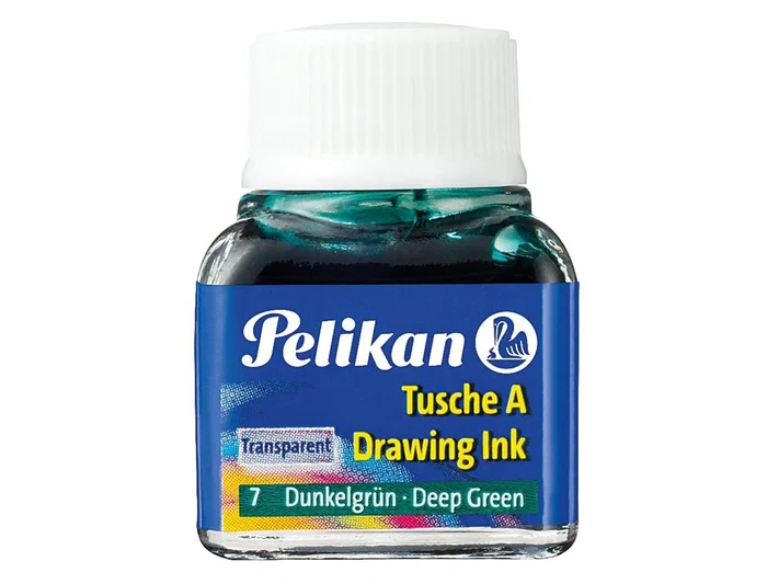 Pelikan Tinta china verde oscuro bote 10 ml para dibujar y pintar, indeleble y resistente