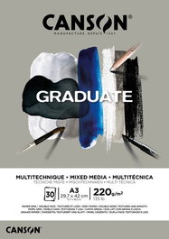 Bloc De Dibujo Canson Graduate Mix Media Encolado Gris Doble Cara A3 220G 30H (Set de 5)