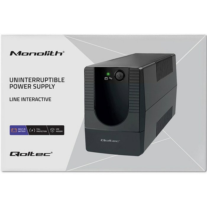 Qoltec 53772 Sistema de alimentación ininterrumpida Línea interactiva 650VA 360W Negro