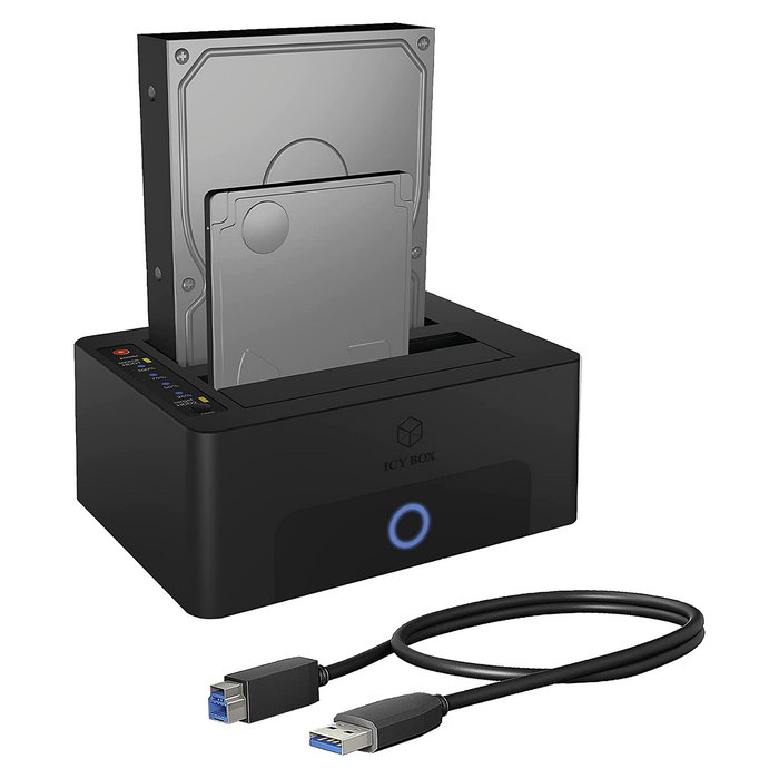 ICY BOX IB-1232CL-U3 Docking Station USB 3.0 para 2 Unidades SSD/HDD SATA de 2.5 o 3.5 Pulgadas, Compatible con UASP, Hot-Swap, Color Negro
