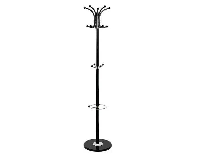 Q-connect Perchero Metálico de Pie con 10 Colgadores y Paragüero Negro Q-connect Perchero Metálico de Pie con 10 Colgadores y Paragüero Negro