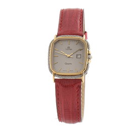 Tetra Reloj 125-R con correa de cuero roja y caja dorada