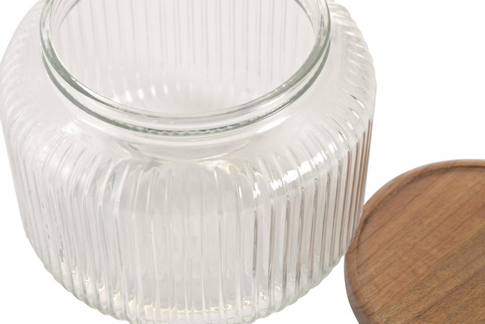 DKD Home Decor Bote de Cristal y Acacia 3L Transparente