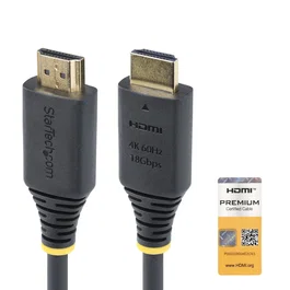 StarTech.com Cable HDMI Premium 2.0 50cm - Alta Velocidad con Ethernet - 4K 60Hz - 18Gbps - HDR10 - HDCP 2.2 - ARC - Negro