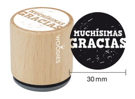 Woodies Sello de madera y caucho Muchísimas Gracias 33x30mm
