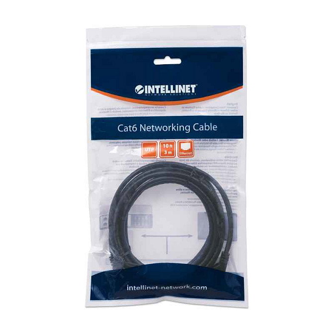 Intellinet Cable de red Cat6 U/UTP RJ45 3m Negro con hebilla protectora