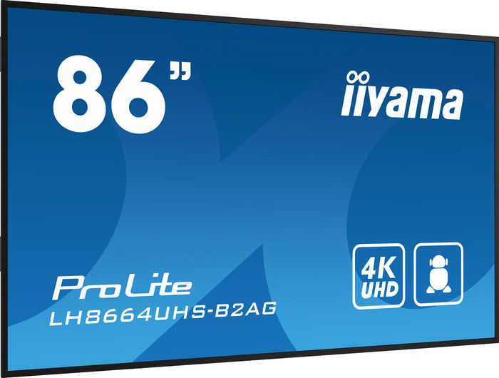 iiyama 86" UHD IPS DLED 3840x2160 Panel 500cd/m² Haze 25% Soporte 24/7 Operación Pantalla Profesional
