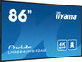 iiyama 86" UHD IPS DLED 3840x2160 Panel 500cd/m² Haze 25% Soporte 24/7 Operación Pantalla Profesional