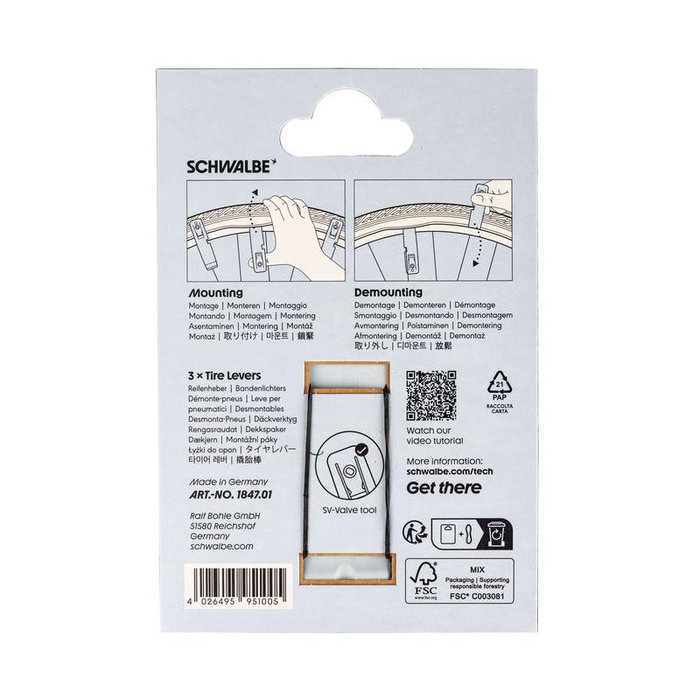 Schwalbe 3 Desmontables de Plástico para Neumáticos - Desmontaje de Ruedas, 40gr, Taller y Mantenimiento