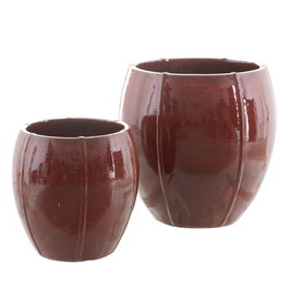 S/2 Maceteros Rojo Cerámica Decoración 55 X 55 X 55 cm