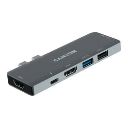 Canyon DS-5 Hub 7-en-1 Gris con 2xHDMI, USB 3.0, USB 2.0 y ranura SD