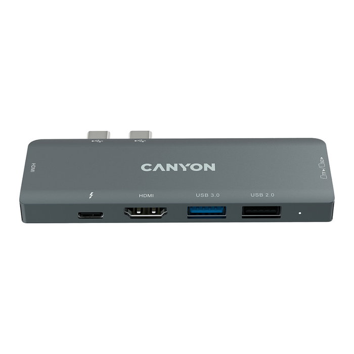 Canyon DS-5 Hub 7-en-1 Gris con 2xHDMI, USB 3.0, USB 2.0 y ranura SD Canyon DS-5 Hub 7-en-1 Gris con 2xHDMI, USB 3.0, USB 2.0 y ranura SD