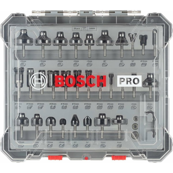 Bosch Professional Juego de 30 fresas mixtas con diámetro de vástago de 6 mm