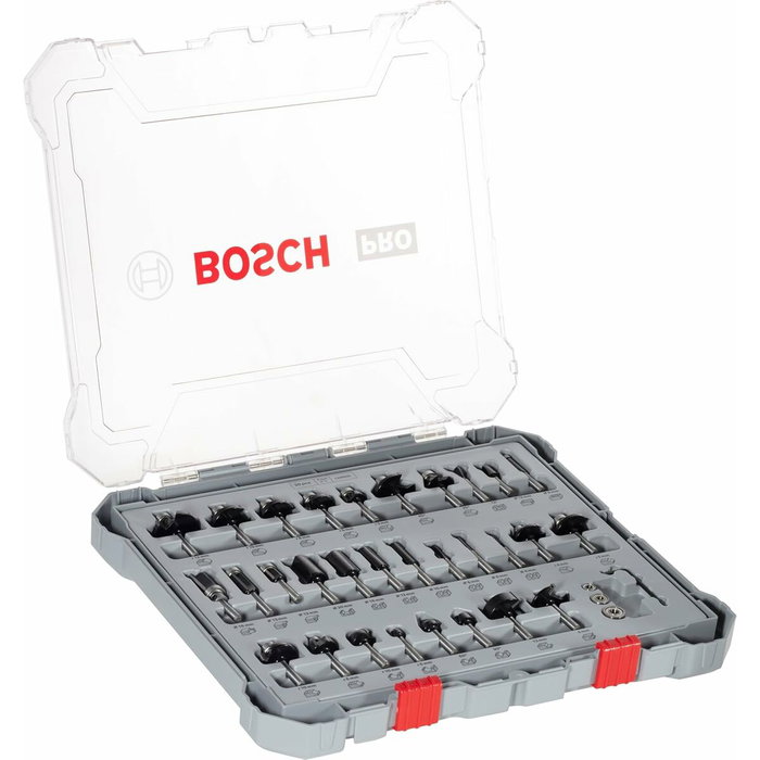 Bosch Professional Juego de 30 fresas mixtas con diámetro de vástago de 6 mm