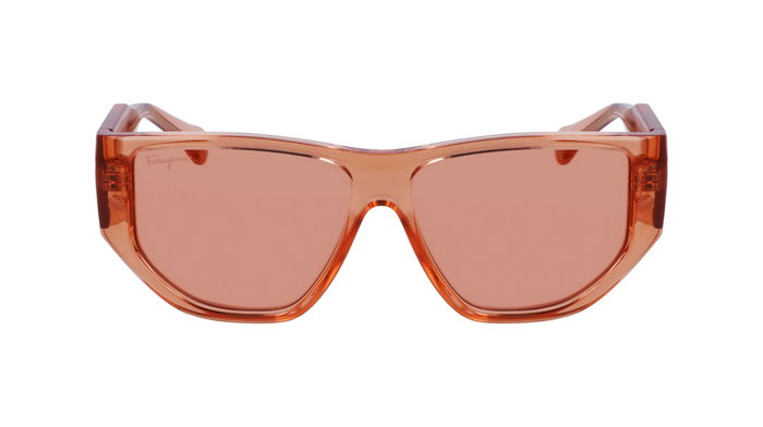 Ferragamo SF1077S-838 Gafas de sol unisex con detalles naranja y cristal rosa Ferragamo SF1077S-838 Gafas de sol unisex con detalles naranja y cristal rosa