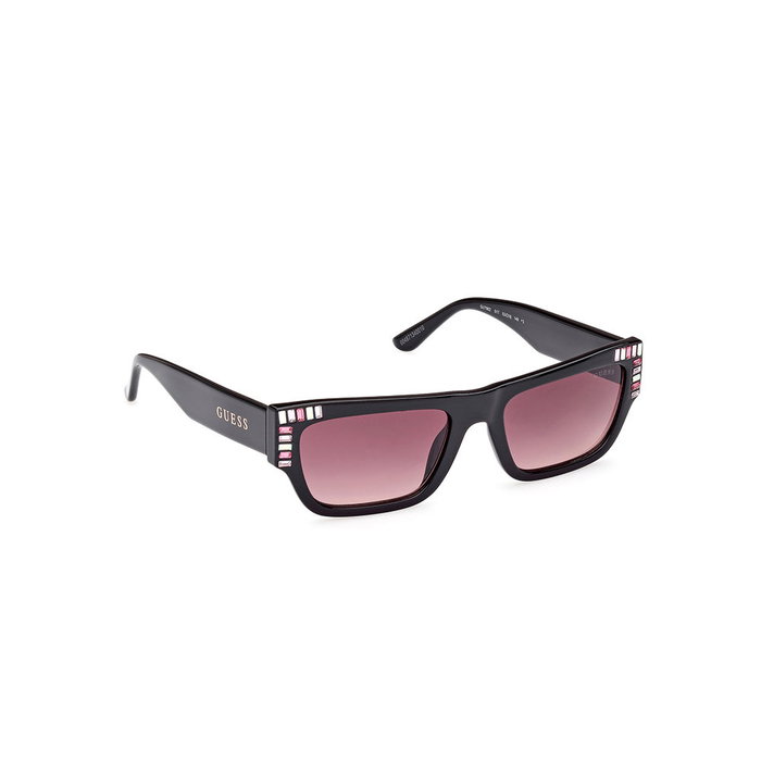 GUESS Gafas de Sol GU7902 01T para Mujer, Montura Negra Rectangular, Cristal Burdeos Degradado, 53 mm, Patilla 140 mm