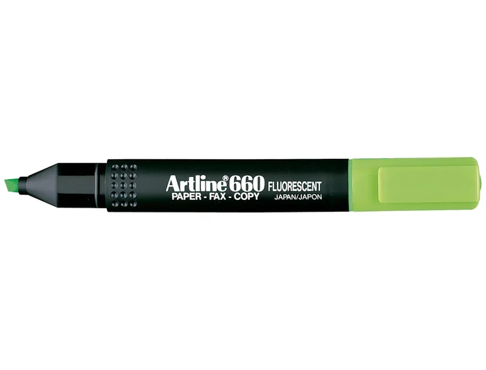 Artline Rotulador Fluorescente EK-660 Verde Punta Biselada Tinta Resistente 1-5 mm