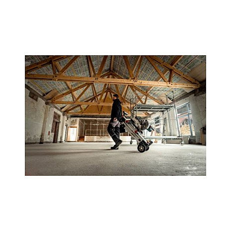 Metabo KGS216M Sierra de inglete con carriles deslizantes y guía láser, 216 mm, 1200 W, 5000 RPM, para corte en madera