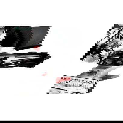 Metabo KGS216M Sierra de inglete con carriles deslizantes y guía láser, 216 mm, 1200 W, 5000 RPM, para corte en madera