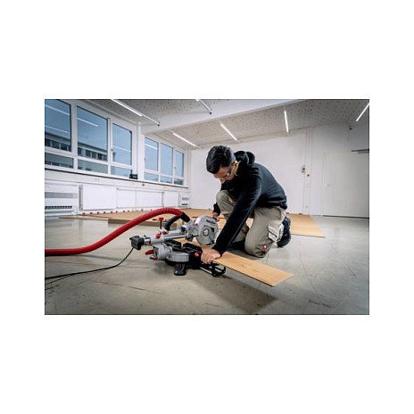 Metabo KGS216M Sierra de inglete con carriles deslizantes y guía láser, 216 mm, 1200 W, 5000 RPM, para corte en madera