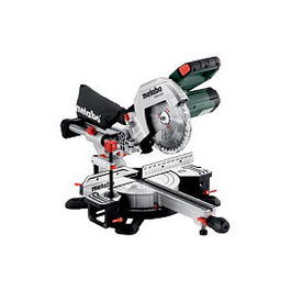 Metabo KGS216M Sierra de inglete con carriles deslizantes y guía láser, 216 mm, 1200 W, 5000 RPM, para corte en madera