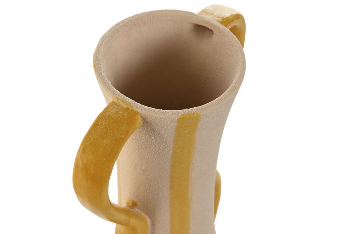 DKD Home Decor Jarrón Moderno Mostaza Crema Porcelana 10 x 24.5 x 16.5 cm (6 Unidades)