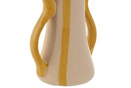 DKD Home Decor Jarrón Moderno Mostaza Crema Porcelana 10 x 24.5 x 16.5 cm (6 Unidades)
