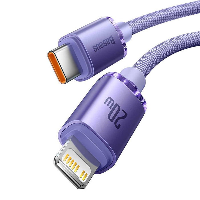 Baseus Lightning a USB-C Crystal Shine 20W PD 1.2m fioletowy