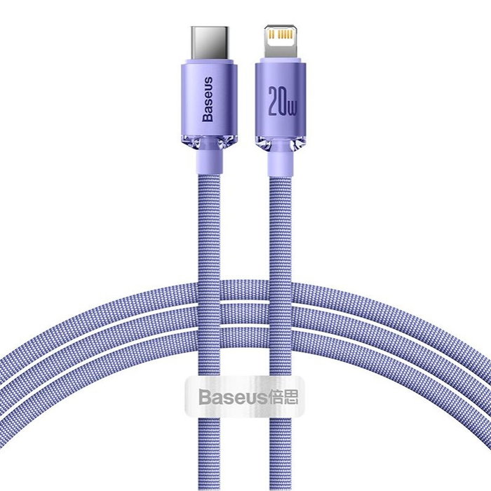 Baseus Lightning a USB-C Crystal Shine 20W PD 1.2m fioletowy