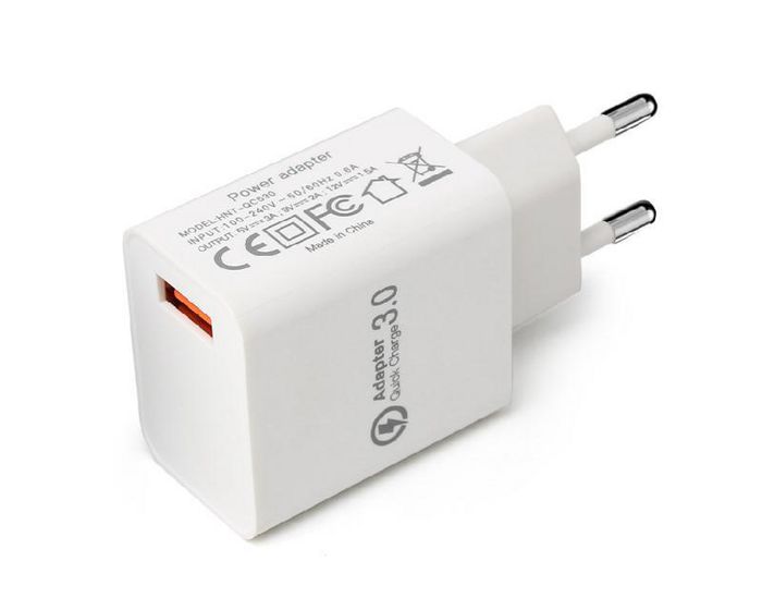 CoreParts Adaptador de Corriente USB 18W Blanco con Quick Charge QC 3.0